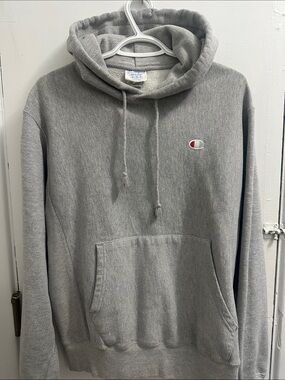 Champion Light Gray Pullover Hoodie with Small Chest Logo